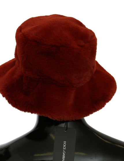 Dolce & Gabbana Red Bordeaux Fur Wide Brim Bucket Hat - Ellie Belle