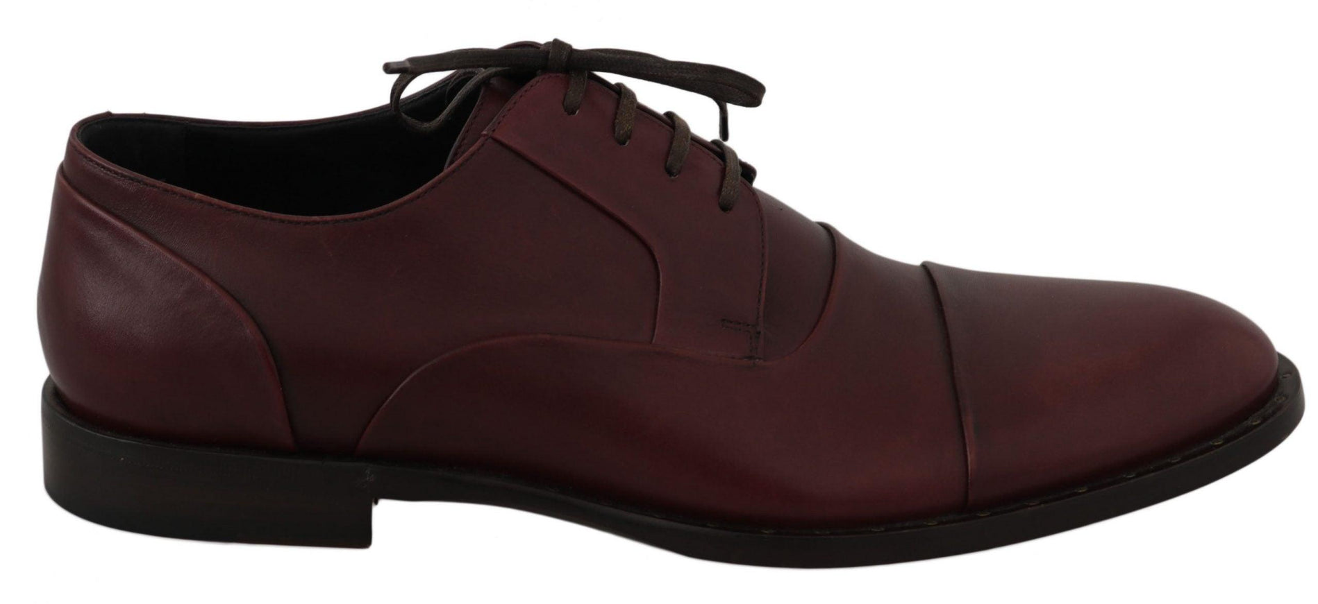 Dolce & Gabbana Red Bordeaux Leather Derby Formal Shoes - Ellie Belle