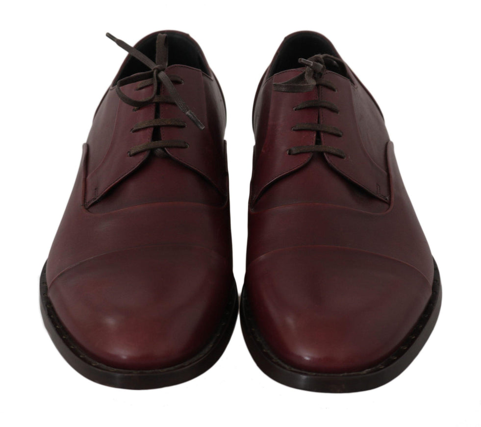 Dolce & Gabbana Red Bordeaux Leather Derby Formal Shoes - Ellie Belle