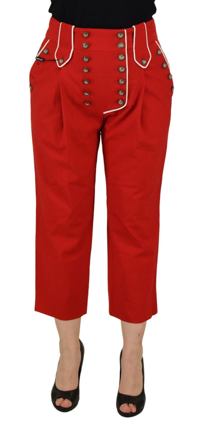 Dolce & Gabbana Red Button Embellished High Waist Pants - Ellie Belle