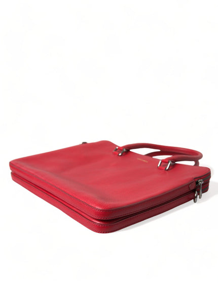 Dolce & Gabbana Red Calfskin Leather Logo Men Messenger Laptop Bag - Ellie Belle