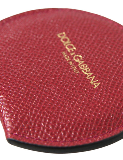 Dolce & Gabbana Red Calfskin Leather Round Hand Mirror Holder - Ellie Belle