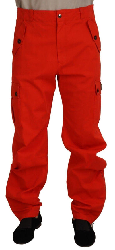 Dolce & Gabbana Red Cargo Men Trousers Cotton Pants - Ellie Belle