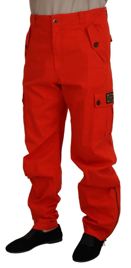 Dolce & Gabbana Red Cargo Men Trousers Cotton Pants - Ellie Belle