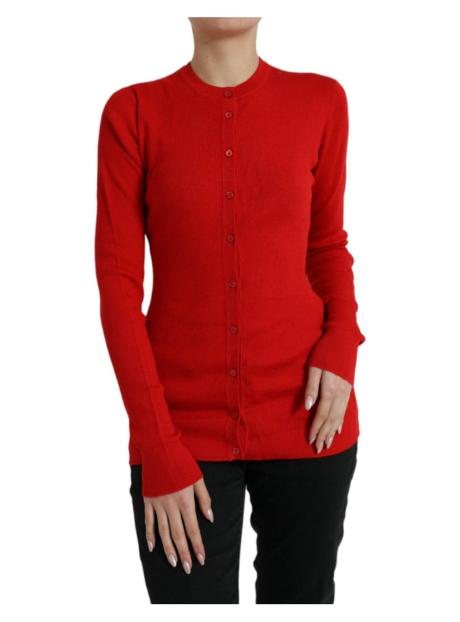 Dolce & Gabbana Red Cashmere Button Down Cardigan Sweater - Ellie Belle