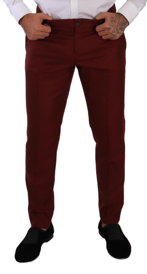 Dolce & Gabbana Red Cashmere Silk Dress Men Trouser Pants - Ellie Belle