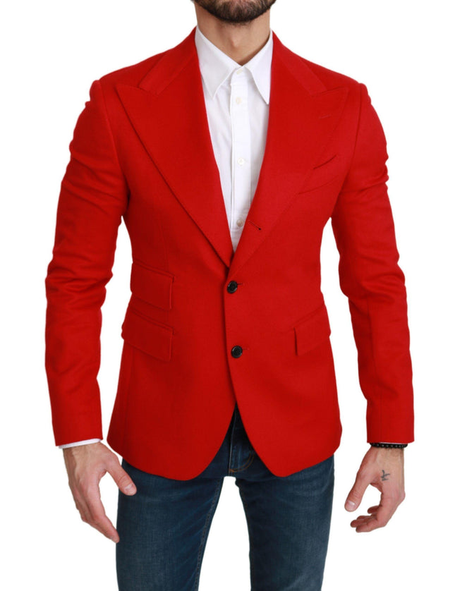 Dolce & Gabbana Red Cashmere Slim Fit Coat Jacket Blazer - Ellie Belle