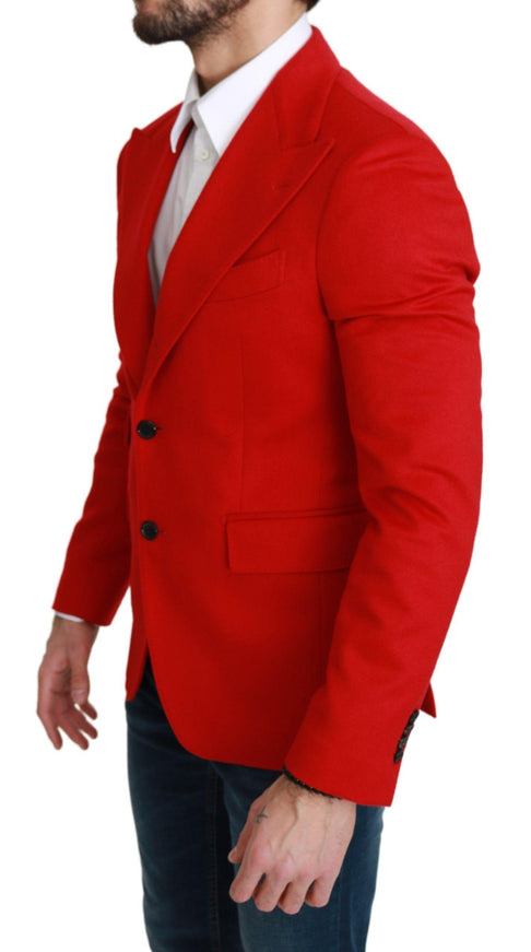 Dolce & Gabbana Red Cashmere Slim Fit Coat Jacket Blazer - Ellie Belle