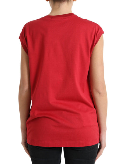 Dolce & Gabbana Red Cotton DG Logo Crew Neck Tank Top T-shirt - Ellie Belle