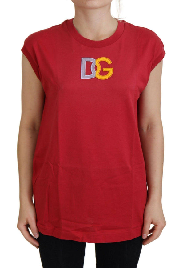 Dolce & Gabbana Red Cotton DG Logo Tank Top T-shirt - Ellie Belle