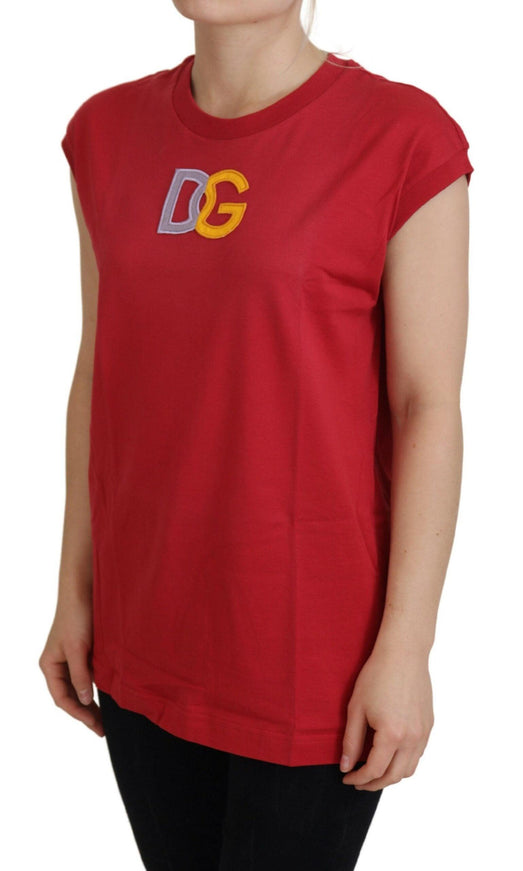 Dolce & Gabbana Red Cotton DG Logo Tank Top T-shirt - Ellie Belle