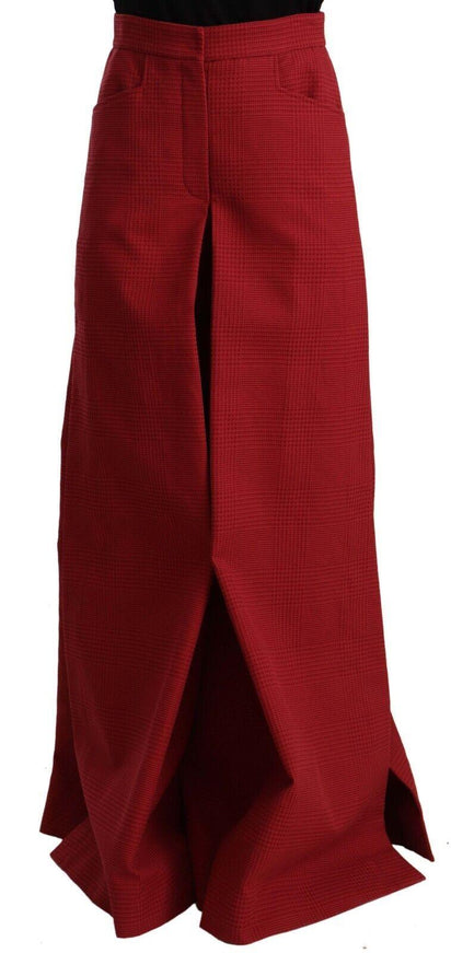 Dolce & Gabbana Red Cotton High Waist Wide Leg Pants - Ellie Belle