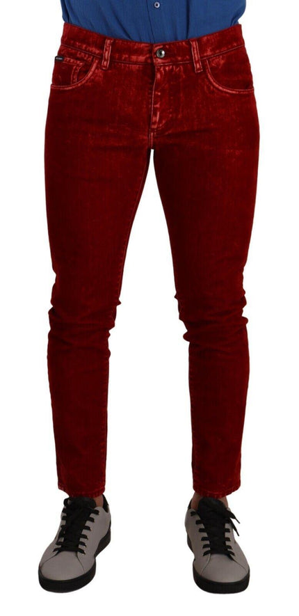 Dolce & Gabbana Red Cotton Stretch Skinny Denim Trouser Jeans - Ellie Belle