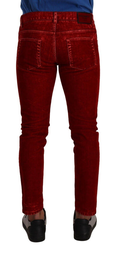 Dolce & Gabbana Red Cotton Stretch Skinny Denim Trouser Jeans - Ellie Belle