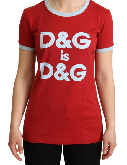 Dolce & Gabbana Red Crewneck D&G Top T-shirt - Ellie Belle