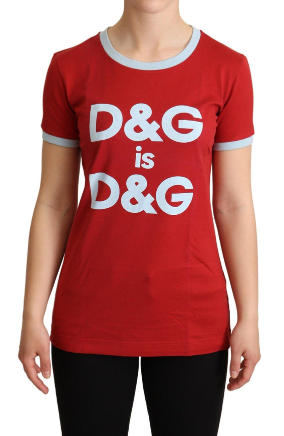 Dolce & Gabbana Red Crewneck D&G Top T-shirt - Ellie Belle