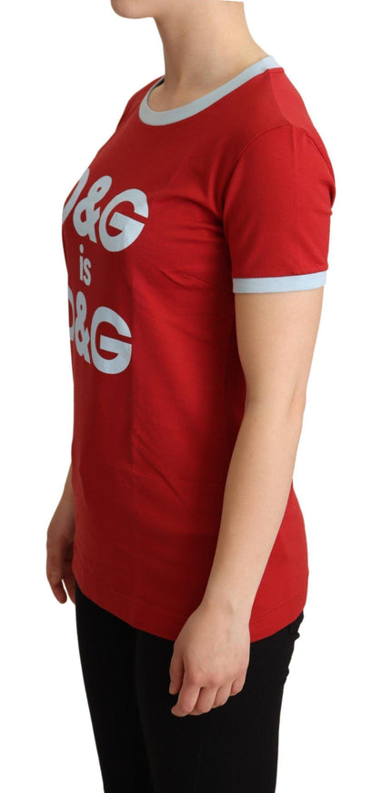 Dolce & Gabbana Red Crewneck D&G Top T-shirt - Ellie Belle