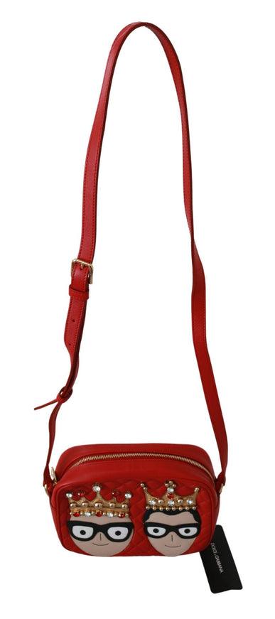 Dolce & Gabbana Red Crown Men Patch Crossbody Borse GLAM Leather BAg - Ellie Belle