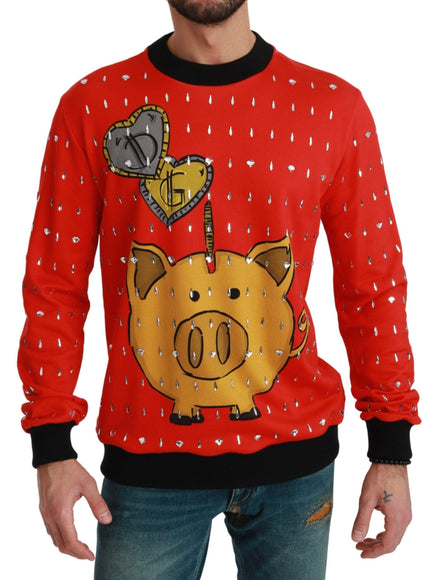Dolce & Gabbana Red Crystal Pig of the Year Sweater