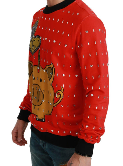 Dolce & Gabbana Red Crystal Pig of the Year Sweater