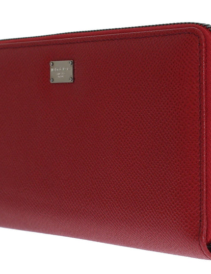 Dolce & Gabbana Red Dauphine Leather Zip Around Continental Wallet - Ellie Belle