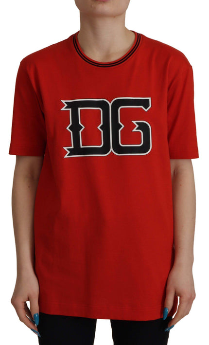 Dolce & Gabbana Red DG Printed Pullover Top Cotton T-shirt - Ellie Belle