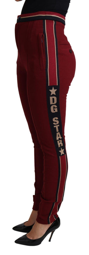 Dolce & Gabbana Red DG Star Striped Skinny Cotton Pant - Ellie Belle