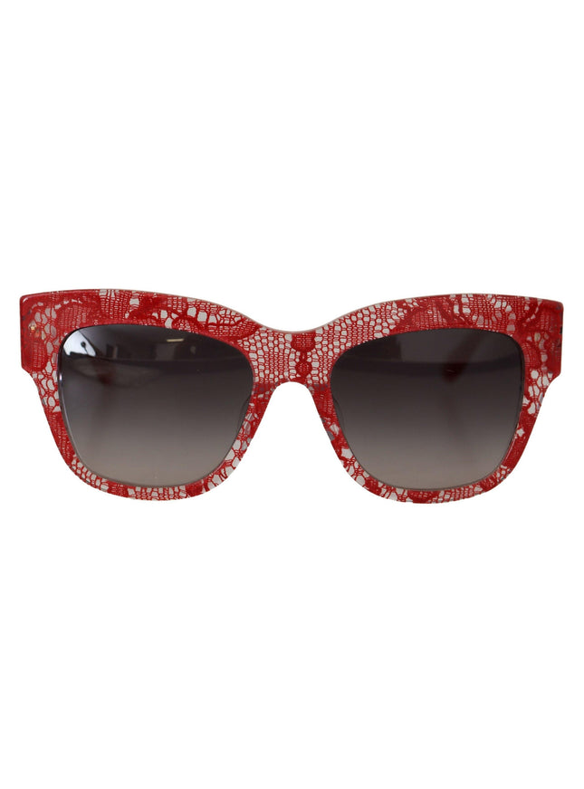 Dolce & Gabbana Red DG4231F Lace Acetate Rectangle Shades Sunglasses - Ellie Belle