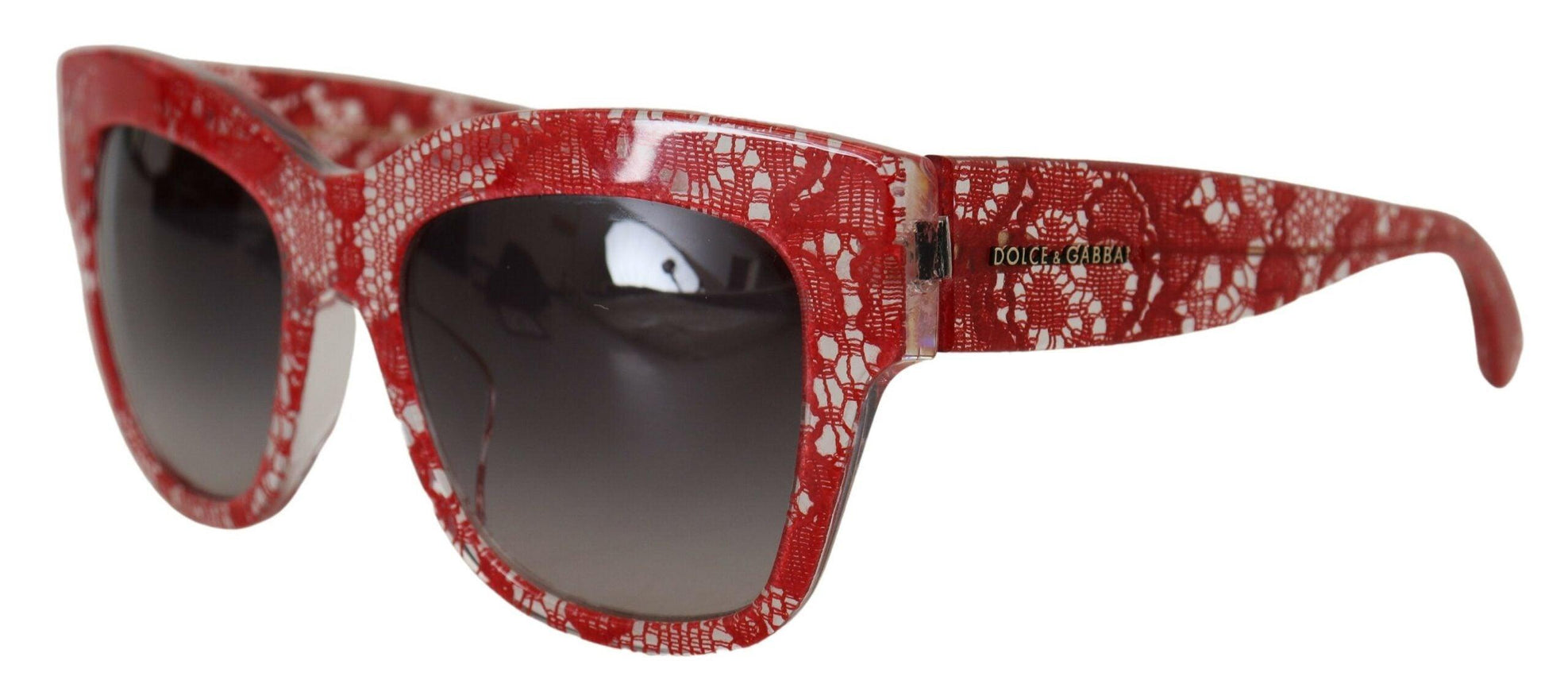 Dolce & Gabbana Red DG4231F Lace Acetate Rectangle Shades Sunglasses - Ellie Belle