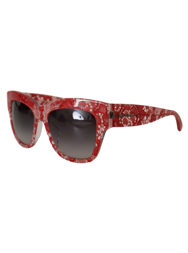 Dolce & Gabbana Red DG4231F Lace Acetate Rectangle Shades Sunglasses - Ellie Belle