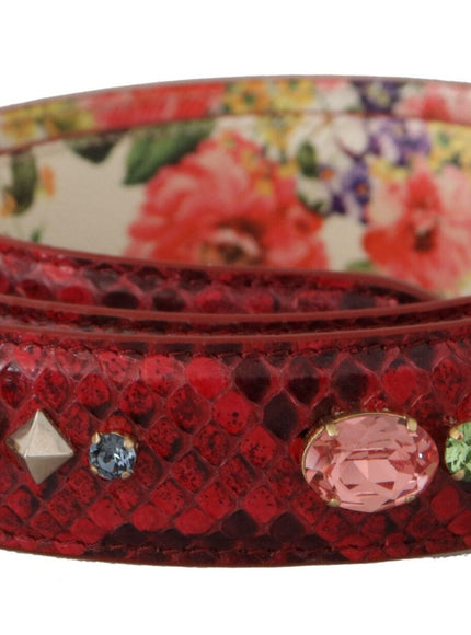 Dolce & Gabbana Red Exotic Leather Crystals Reversible Shoulder Strap - Ellie Belle