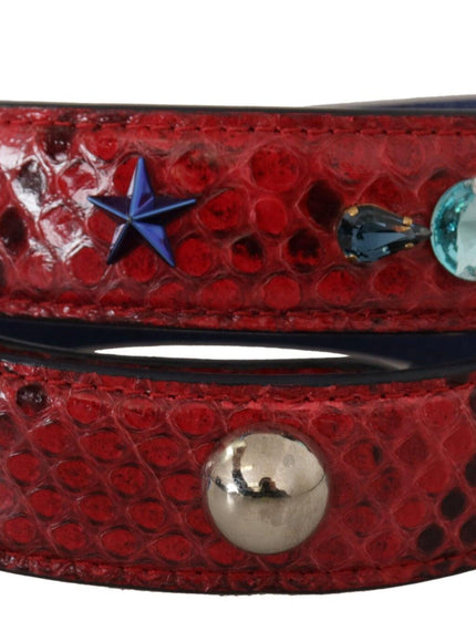Dolce & Gabbana Red Exotic Leather Crystals Shoulder Strap - Ellie Belle