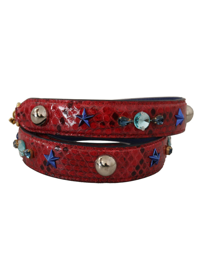 Dolce & Gabbana Red Exotic Leather Crystals Shoulder Strap - Ellie Belle