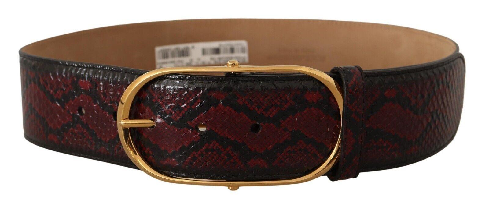 Dolce & Gabbana Red Exotic Leather Gold Oval Buckle Belt - Ellie Belle