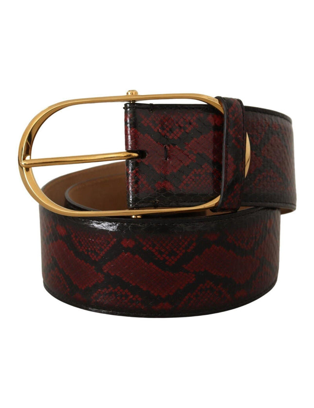 Dolce & Gabbana Red Exotic Leather Gold Oval Buckle Belt - Ellie Belle