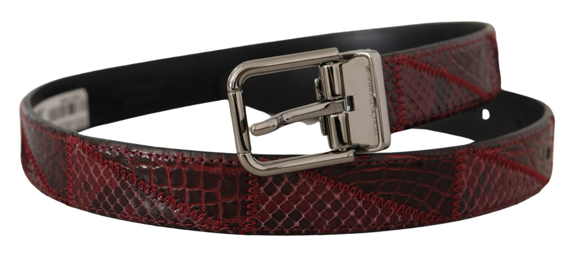 Dolce & Gabbana Red Exotic Leather Metal Logo Buckle Belt - Ellie Belle