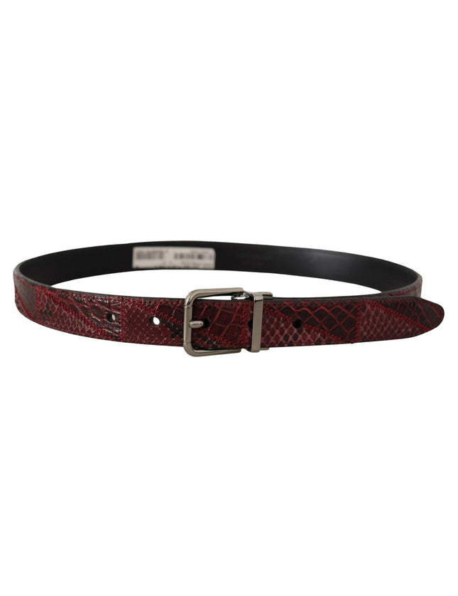 Dolce & Gabbana Red Exotic Leather Metal Logo Buckle Belt - Ellie Belle