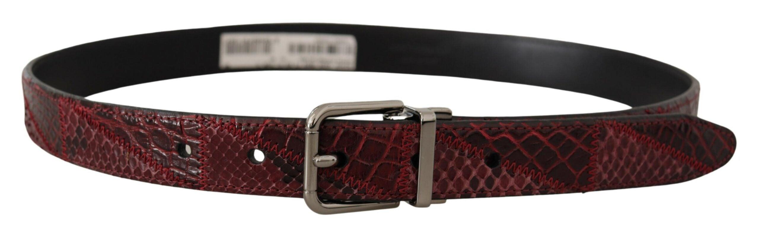 Dolce & Gabbana Red Exotic Leather Metal Logo Buckle Belt - Ellie Belle