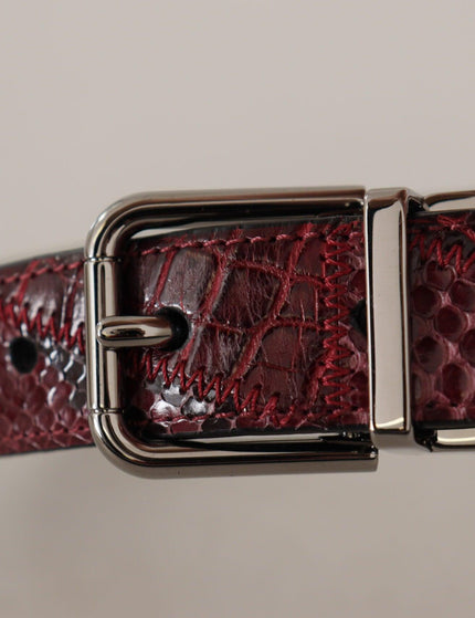 Dolce & Gabbana Red Exotic Leather Metal Logo Buckle Belt - Ellie Belle