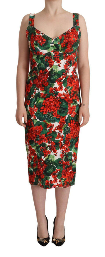 Dolce & Gabbana Red Floral Bodycon Stretch Dress - Ellie Belle