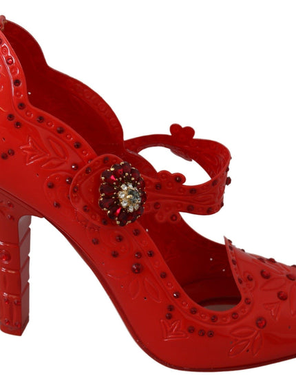 Dolce & Gabbana Red Floral Crystal CINDERELLA Heels Shoes - Ellie Belle