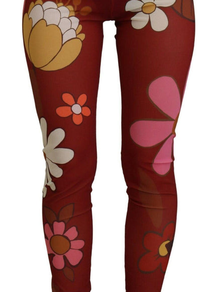 Dolce & Gabbana Red Floral Leggings Stretch Waist Pants - Ellie Belle