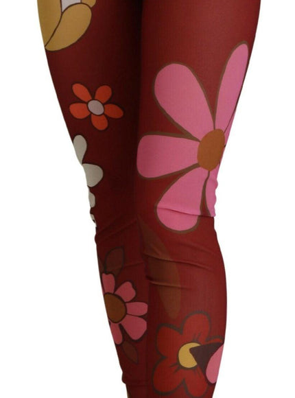 Dolce & Gabbana Red Floral Leggings Stretch Waist Pants - Ellie Belle