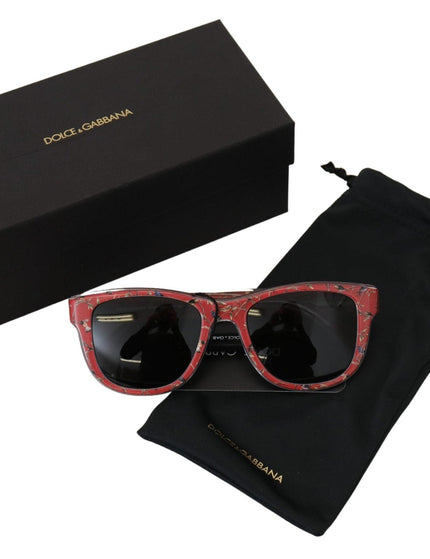 Dolce & Gabbana Red Floral Plastic Frame Round Lens DG4284 Sunglasses - Ellie Belle