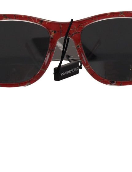 Dolce & Gabbana Red Floral Plastic Frame Round Lens DG4284 Sunglasses - Ellie Belle