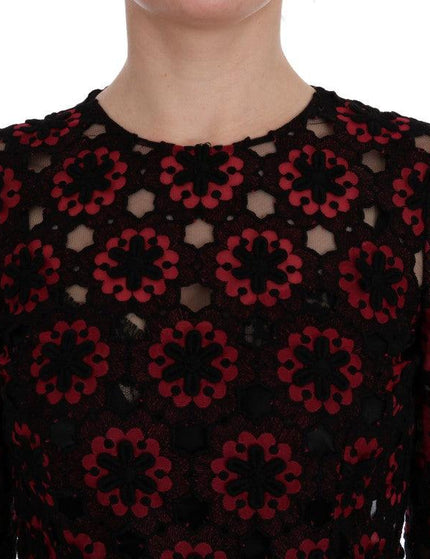 Dolce & Gabbana Red Floral Ricamo A-Line Shift Dress - Ellie Belle