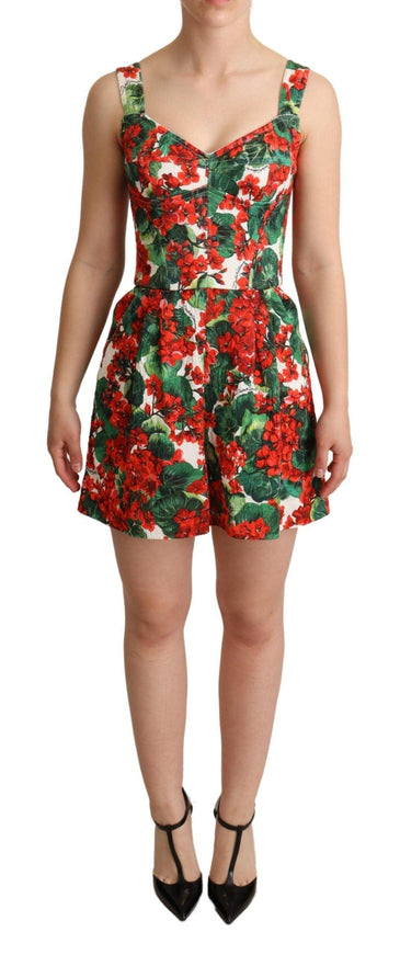 Dolce & Gabbana Red Geranium Print Shorts Romper - Ellie Belle