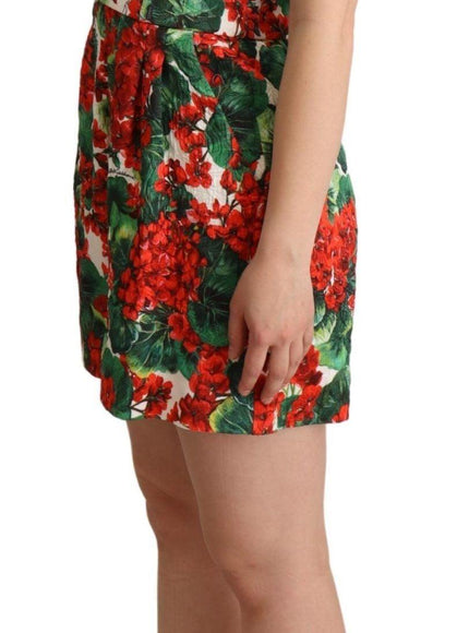 Dolce & Gabbana Red Geranium Print Shorts Romper - Ellie Belle