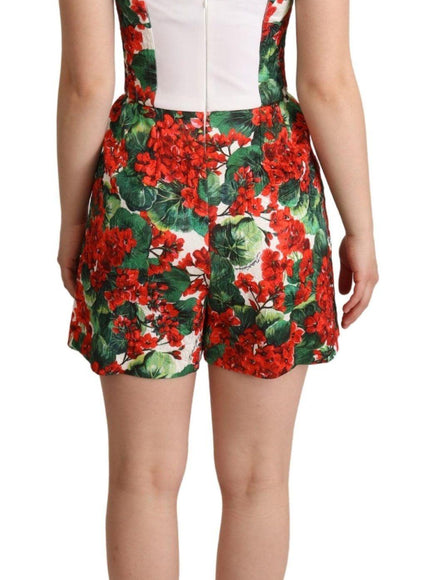 Dolce & Gabbana Red Geranium Print Shorts Romper - Ellie Belle