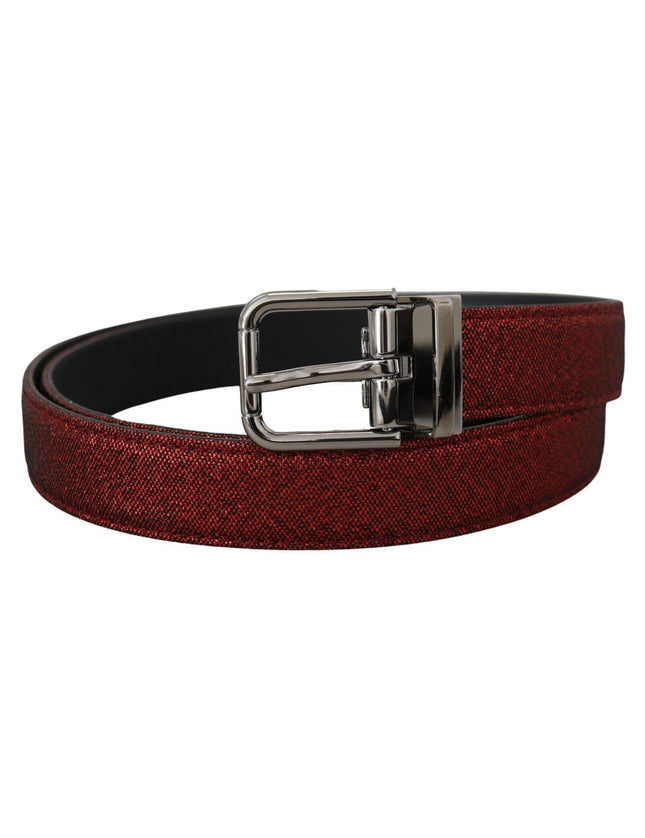 Dolce & Gabbana Red Glittered Leather Silver Metal Buckle - Ellie Belle